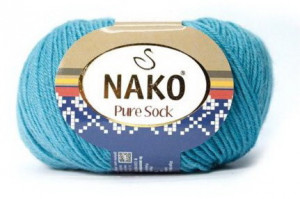 Fir de tricotat sau crosetat - Fire tip mohair din lana si polyamida Nako PURE SOCK PLUS ALBASTRU 10608