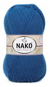 Fir de tricotat sau crosetat - Fire tip mohair din lana 100% Nako PURE WOOL 3,5 ALBASTRU 10093