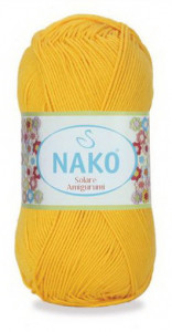 Fir de tricotat sau crosetat - Fir BUMBAC 100% NAKO SOLARE AMIGURUMI GALBEN 6949