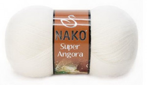 Fir de tricotat sau crosetat - Fire tip mohair acril NAKO SUPER ANGORA ALB 208