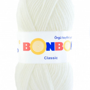 Fir de tricotat sau crosetat - Fire tip mohair din acril BONBON CLASIC ALB 98200