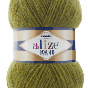 Fir de tricotat sau crosetat - Fire tip mohair din acril Alize Angora Real 40 Verde 758