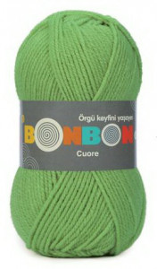 Fir de tricotat sau crosetat - Fire tip mohair din acril BONBON CUORE - VERDE - 98204