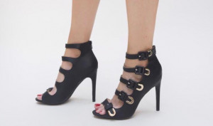Botine cu barete Black