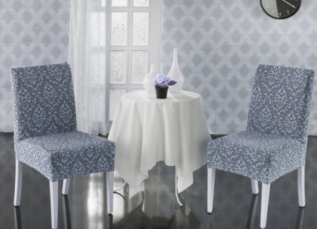 Set 6 huse Multielastice Jacquard pentru scaune, fara volanas - Gri