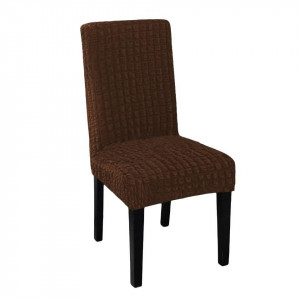 Set 6 huse elastice pentru scaune, fara volanas, Maro