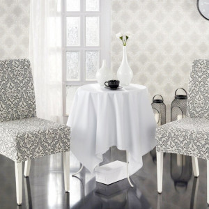 Set 6 huse Multielastice Jacquard pentru scaune, fara volanas - Crem