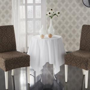 Set 6 huse Multielastice Jacquard pentru scaune, fara volanas - Maro