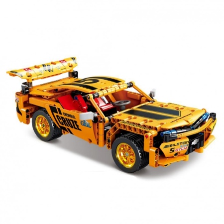 Set de constructie Yellow Race Machine - back pull, 354 piese