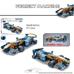 Set de constructie Blue Race Machine - pull back, 511 piese