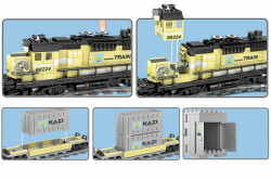Trenulet electric de marfa HUGO din piese de constructie, 903 piese