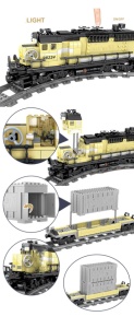 Trenulet electric de marfa HUGO din piese de constructie, 903 piese