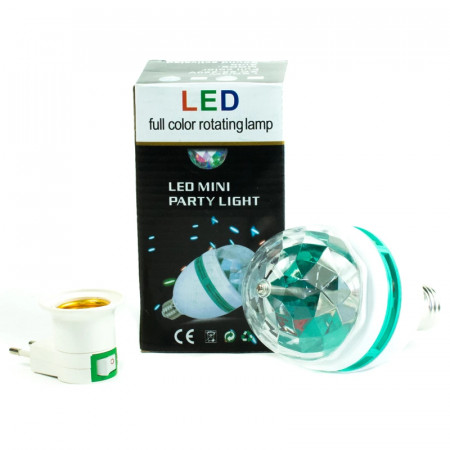 Bec rotativ multicolor LED,fasung priza cu intrerupator Dualex
