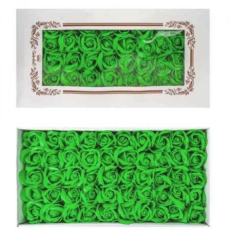 Trandafiri decorativi, din sapun, 50 buc/set - VERDE