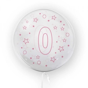 Balon transparent, 45 cm - cifra 0, fete - TUBAN