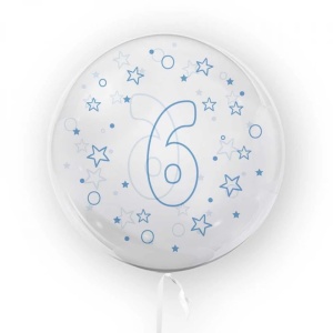 Balon transparent, 45 cm - cifra 6, baieti - TUBAN