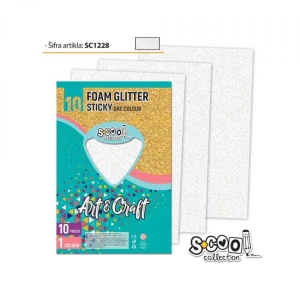 Hartie buretata, adeziva, glitter, alba, 10 buc/set- S-COOL