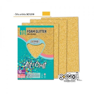 Hartie buretata, glitter, aurie, 10 buc/set, 20x30 cm - S-COOL
