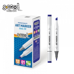 Marker cu 2 capete, 6mm/3mm, Albastru - S-COOL