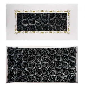Trandafiri decorativi, din sapun, 50 buc/set - NEGRU