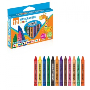 Creioane cerate, JUMBO, 12 culori/set - S-COOL