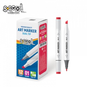 Marker cu 2 capete, 6mm/3mm, Rosu - S-COOL