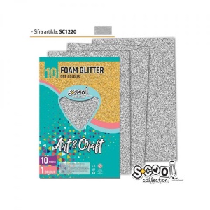 Hartie buretata, glitter, argintie, 10 buc/set, 20x30 cm - S-COOL