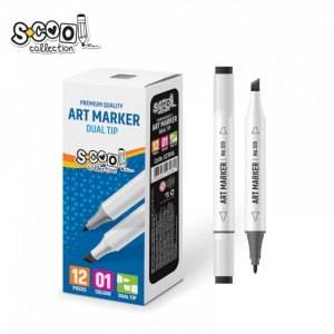 Marker cu 2 capete, 6mm/3mm, Negru - S-COOL