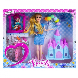 Papusa cu accesorii + castel