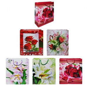 Punga cadou cu flori, 26x32x10 cm