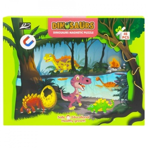 Puzzle magnetic, 46 piese, dinozauri