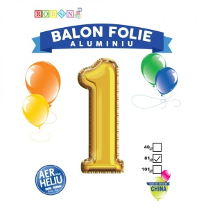 Balon, folie aluminiu, auriu, cifra 1, 81 cm