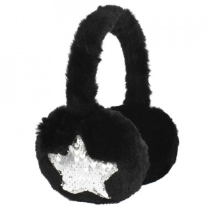 Casca protectie urechi, Neagra, cu blanita si paiete - STARPAK