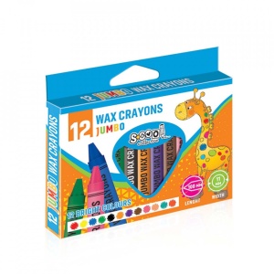 Creioane cerate, JUMBO, 12 culori/set - S-COOL