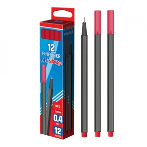 Fineliner rosu, 0.4mm, 12buc/cutie - OFFISHOP