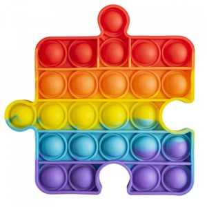 Jucarie senzoriala, antistres, curcubeu, 12,5x12,5x1,5 cm - Piesa puzzle