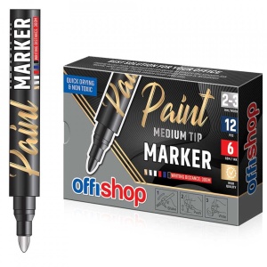 Marker permanent cu vopsea argintie, varf 2/3mm, 12 buc/cutie -OFFISHOP