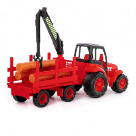 Tractor cu remorca lemne - Champion, 68x22x26 cm, Polesie