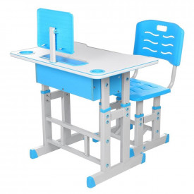 Birou + scaunel, reglabile/albastru/PAL+metal+plastic