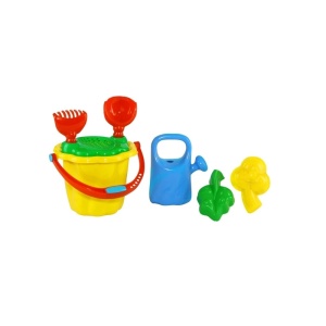Galeata nisip+stropitoare+5 accesorii, 25x16 cm - Tupiko