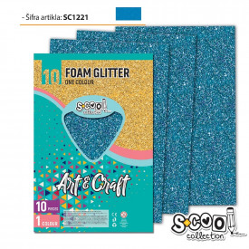 Hartie buretata, glitter, albastru deschis, 10 buc/set, 20x30 cm - S-COOL