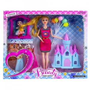 Papusa cu accesorii + castel