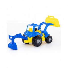Tractor cu incarcator si excavator - Hardy, 28x13x16 cm, Pol