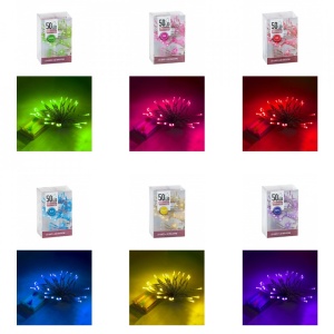 Instalatie cu baterii, 50 led, diverse culori
