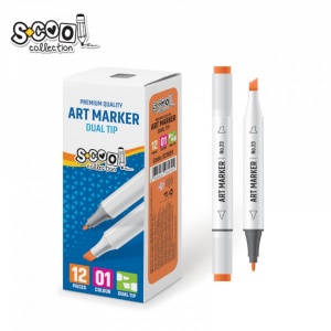 Marker cu 2 capete, 6mm/3mm, Portocaliu - S-COOL