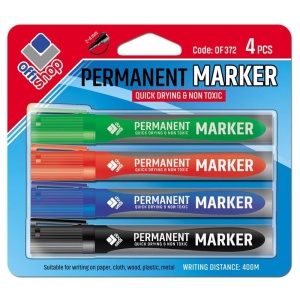 Marker permanent, 4 culori/blister, 2-4 mm - OFFISHOP
