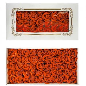 Trandafiri decorativi, din sapun, 50 buc/set - PORTOCALIU