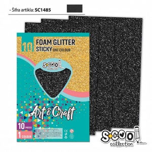 Hartie buretata, adeziva, glitter, neagra, 10 buc/set, 20x30 cm - S-COOL