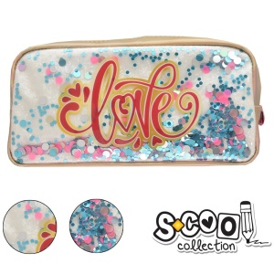 Penar borseta cu paiete, LOVE, 22x11x5,5cm - S-COOL