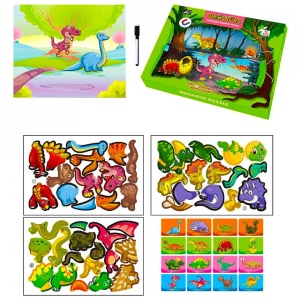 Puzzle magnetic, 46 piese, dinozauri